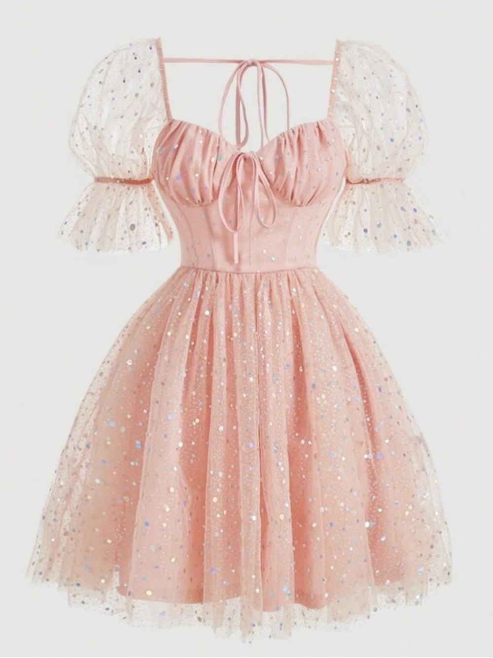 Sparkling Blush Pink Tulle Party Dress